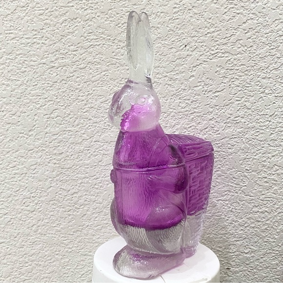 Vintage Zabkowice Glass Magenta Pink Bunny Rabbit Candy Dish - Picture 5 of 16